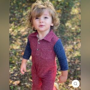 Me & Henry Baby Boys Romper 1-Piece Outfit Red Stripe Polo One Piece